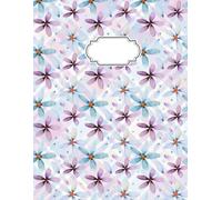 Purple & Blue Floral Composition Notebook - 120 Pages, 8.5” x 11”: Beautiful Watercolor Flowers & Plaid Design - College Ruled Lined for Writing, Journaling & School