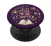 Purple Bookish Just One More Chapter Book Reading Moth Moon PopSockets PopGrip Adesivo