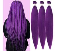 Purple Braiding Hair Pre Stretched Box Braid Kanekalon Braiding Hair Prestretched Human Hair 26Inch