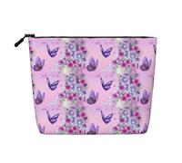 Purple Butterfly - Borsa da viaggio da donna, in canapa finta, con cerniera, grande capacità