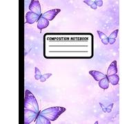 Purple Butterfly Composition Notebook for Girls - 7.5" x 9.5" Cute Aesthetic Journal | 110 Lined Pages | School Notebook, Writing Journal, Diary