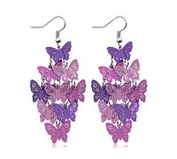 Purple Butterfly Earrings for Women Gifts Trendy Stuff Crystal Zircon Butterfly Tassel Dangle Purple Earrings Wedding Jewelry Gifts Purple Dress for Woman Outfits