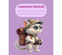 Purple Cat Composition Notebook for Kids- 8x10 inch, 200 Wide Ruled Pages, Matte finish, Traveller Cat Notebook: Adorable Cat Journal For Kids, Cool ... Stationery, Kawaii Cat Stationery for Gifting