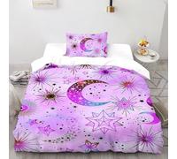 Purple cielo stellato Set Di Biancheria Da Letto artee Copripiumino 2 Pezzi Comfort Fibra Ultra-fine Per Coppia Adulti Doppia Con Cerniera E Federa Single（135x200cm）