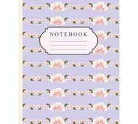 Purple Composition Notebook with pink flowers: 7.5 x 9.25 inches, 110 pages, Ruled lined paper