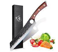 Purple Dragon Coltelli da Cucina Professionale, Santoku, Acciaio Carbonio | Coltello disosso codolo pieno ATS-34, per carne e pesce, uso cucina e macelleria, confezione elegante ideale come regalo