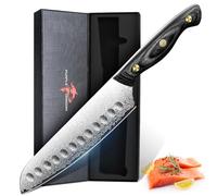 Purple Dragon Coltello Santoku in Acciaio Damasco Coltello da Cucina con Nucleo VG10 e Maniglia in Legno Coltello da Cucina Fatto a Mano per Carne Verdure e Pesce Regalo per Uomini e Donne