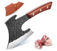 Purple Dragon Mannaia Da Cucina A Codolo Pieno, Ascia da Cucina Pesante per Grandi Ossa e Carne con Fodero in Pelle, Coltello da Macellaio in Acciaio al Carbonio, Regali per Uomini