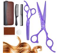Purple Dragon Set di forbici da parrucchiere da 5,5 pollici, viola (forbici per capelli e forbici per sfoltire) con 2 pettini, barba, modellatura, cura per uomini, donne, famiglia, barbiere,