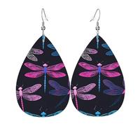 (Purple Dragonfly) Orecchini Leggera Orecchino In Pelle Stampato Orecchini Da Donna Per Decorazioni Feste