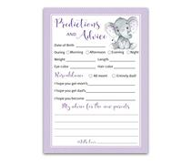 Purple Elephant G503-PDAV - Biglietti di previsione e consigli, confezione da 25, giochi per baby shower, neogenitori, mamma e papà, messaggi per mamma e papà, libro dei ricordi di coppia, coed doccia