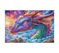 Purple Flame Dragon Puzzle 1000 Pezzi Per Regalo Di Pasqua Cartone Spesso Per Bambini Cute Pets Warm The Heart Attività Educativa Per Tutta La Famiglia Con Confezione Regalo Qualità Garantita 1000 PCS