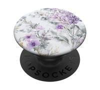 Purple Floral Pattern Aesthetic Garden Flower Bloom Cute PopSockets PopGrip Adesivo