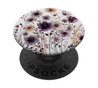 Purple Floral Pattern Aesthetic Garden Flower Bloom Cute PopSockets PopGrip Adesivo