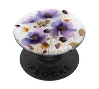 Purple Floral Pattern Aesthetic Garden Flower Bloom Cute PopSockets PopGrip Adesivo