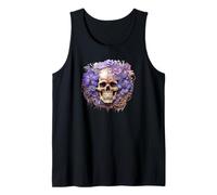 Purple Flower Mexico Skull Graphic for Women Floral Gothic Canotta