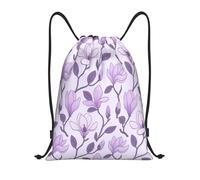 Purple Flower Pattern Sacca con Cordoncino Stringa Sacca Pieghevole Gym Sack per Scuola Escursionismo Shopping 36X42Cm