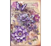 Purple Flowers and Butterfly Notebook Journal: Wide Ruled Lined