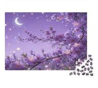 Purple Flowers on A Moonlit Night Puzzle Giochi 1000 Pezzi Per Gioco Familiare Arte Interesting Puzzle Adulti Idea Regalo Per 70x50cm/1000pcs