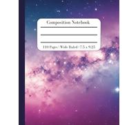 Purple Galaxy Aesthetic Composition Notebook - Wide Ruled, 110 Pages, 7.5 x 9.25 Inches - Cosmic and Vibrant Design for Writing, School, Office, Work, ... Perfect for Kids, Girls, Teens, Men and Women