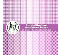 Purple Gingham Scrapbook Paper Pad: Shades of Purple Collage Papers, Craft Paper for DIY Card Making, Scrapbooking, Junk Journaling, Mixed Media, ... Arts and Crafts for Kids, 8.5 x 8.5 inch