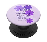 Purple God is Within Her Psalms 46:5 Christian Bible Verse PopSockets PopGrip Adesivo