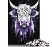 Purple Highland Cow Portraitre Puzzle Impossible 1000Pcs Decorazione Per La Casa. Giochi Rilassamento E Intelligence Per Adulti E Bambini Da 12 Anni 1000pcs (38x26cm)