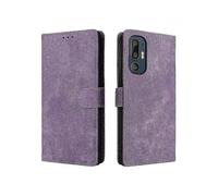 (Purple) HTC U24 Pro 5G Case, Flip Wallet Cover with Card Slots, PU Leather RFID Blocking Magnetic Closure