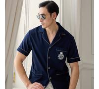 Purple Label Camicia in spugna di cotone e seta M Blue