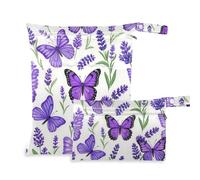 Purple Lavender with Butterflies Zipper Waterproof Dry Bag 2 Pack Travel Essentials for Baby with Handles for Beach Pool