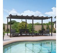 PURPLE LEAF Gazebo Pergola 3,5 x 5,5 M Alluminio Pergolato da Giardino con Tetto ha Scomparsa Per Giardino Pergolati Terrazzo e Attività Commerciale, Grigio chiaro