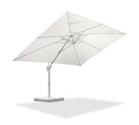 PURPLE LEAF Ombrellone da Esterno 2,5 x 3,5 m con Base Incrociata, Ombrellone da Giardino in Alluminio Tela 240 g/m² Protezione UPF 50+ con Inclinabile Bidirezionale e Rotazione a 360°, Bianco