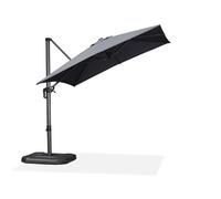 PURPLE LEAF Ombrellone da Giardino 2,5 x 2,5 m con Base a Croce, Ombrellone Decentrato con Rotazione di 360° e 5 Livelli di Regolazione, 8 Stecche in Alluminio e Tela Protezione UV 50+, Grigio