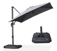 PURPLE LEAF Ombrellone da Giardino 2,5 x 2,5 m con Base, Ombrellone Decentrato in Alluminio con Inclinabile e Rotazione di 360°, Tela Protezione UV 50+ per Balcone Terrazza Esterno, Grigio chiaro