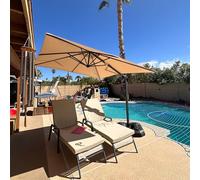 PURPLE LEAF Ombrellone da Giardino 2,5 x 2,5 m con Base, Ombrellone Decentrato in Alluminio con Inclinabile e Rotazione di 360°, Tela Protezione UV 50+ per Balcone Piscina Terrazza Esterno, Beige