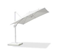 PURPLE LEAF Ombrellone da Giardino 2,5 X 2,5 m, Ombrellone Decentrato Esterno in Alluminio con Rotazione di 360° e 5 Posizioni di Inclinazione, Tela 240 g/m² UPF 50+ Protezione Solare, Bianco