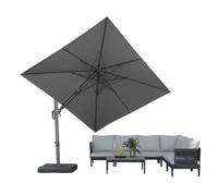 PURPLE LEAF Ombrellone da Giardino 2,5 x 3 m con Base a Croce, Ombrelloni da Balcone Esterno con Protezione UV 50+, Inclinabile 120°, Rotazione a 360° e Altezza Regolabile, Grigio scuro mélange