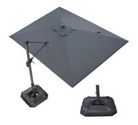PURPLE LEAF Ombrellone da Giardino 2,7 x 3,5 m con Basi per Ombrellone, Ombrelloni da Esterno in Alluminio e Tela Protezione UV 50+ con Rotazione di 360° e 5 Posizioni Inclinabili, Grigio