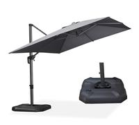 PURPLE LEAF Ombrellone da Giardino 2,7 x 3,5 m con Basi per Ombrelloni, Ombrellone Decentrato in Alluminio con Rotazione di 360° e 5 Inclinazioni, Tela 240 g/m² con Protezione UV 50+, Grigio chiaro