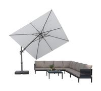 PURPLE LEAF Ombrellone da Giardino 2,7 x 3,6 m con Base a Croce, Ombrelloni da Balcone Esterno con Protezione UV 50+, Inclinabile 180°, Rotazione a 360° 6 Altezza Regolabile Grigio mélange