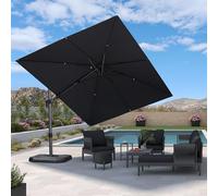 PURPLE LEAF Ombrellone da Giardino 2,7 x 3,6 m con Base a Croce, Ombrelloni da Esterno 8 Stecche in Alluminio Tela Protezione UV 50+ con Inclinazione Bidirezionale e Rotazione di 360°, Grigio