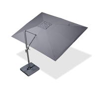 PURPLE LEAF Ombrellone da Giardino 3,5 x 2,5 m con Base a Croce, Ombrelloni da Esterno Tela 240 g/m² Protezione UV con Inclinazione 120°, Rotazione a 360°, 6 Posizioni Regolabili, Grigio scuro mélange