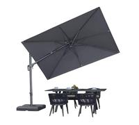 PURPLE LEAF Ombrellone da Giardino 3 x 2 m con Base a Croce, Ombrellone da Esterno Tela Protezione UV 50+ con Inclinabile Bilaterale, Rotazione a 360°, 6 Posizioni Regolabili, Grigio scuro mélange