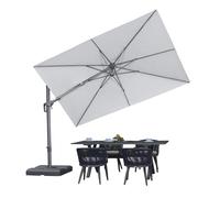 PURPLE LEAF Ombrellone da Giardino 3 x 2 m Rettangolare, Ombrelloni Balcone Esterno Tela 240 g/m² con Protezione UV, Inclinabile Bilaterale, Girevole a 360 ° e 6 Altezza Regolabile, Grigio mélange