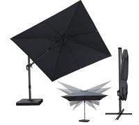 PURPLE LEAF Ombrellone da Giardino 3 x 3 m con Base a Croce, Ombrelloni da Esterno 8 Stecche in Alluminio Tela Protezione UV 50+ con Inclinazione Bidirezionale di 60° e Rotazione di 360°, Grigio