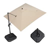 PURPLE LEAF Ombrellone da Giardino 3 x 3 m con Base per Ombrelloni, Ombrelloni da Esterno in Alluminio e Tela Protezione UV 50+ con Rotazione di 360° e 5 Posizioni Inclinabili, Beige