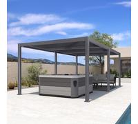 PURPLE LEAF Pergola Bioclimatica 3,5 x 6,35 m in alluminio, gazebo da giardino esterno con lame orientabili, resistente alle intemperie, pergola giardino esterno per terrazza e carrello, grigio