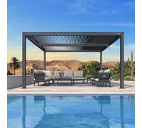 PURPLE LEAF Pergola Bioclimatica 4,24 x 3 m Pergolato da Giardino Lame Orientabili Area 12,72 m² Gazebo Pergola Alluminio per Patio Terrazza Esterno, Grigio
