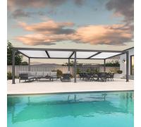 PURPLE LEAF Pergola Bioclimatica 8,5 x 3,5 m Pergolato da Giardino Lame Orientabili Gazebo Pergola Alluminio Pali Bianchiper Patio Terrazza Esterno Style Contemporain, Grigio-Bianco intenso