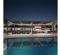 PURPLE LEAF Pergola Bioclimatica in Alluminio 3,5 x 8,5 m, Gazebo da Giardino Esterno Impermeabile con Lame Orientabili e LED, Pergola Giardino Esterno per Terrazza, Esterno e Carport, Grigio